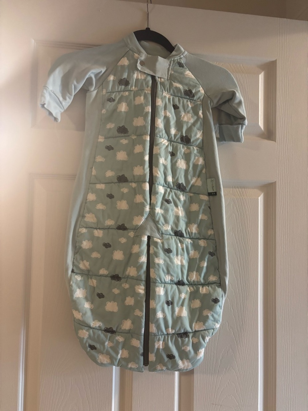 Kids Light Blue Cloud Sleep Sack with Front Zipper